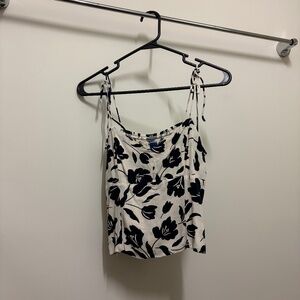 🤍 Black & White Floral Tie-Strap Tank – Euro Summer Energy 🤍